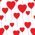 Seamless pattern heart balloons Valentine`s Day vector illustration